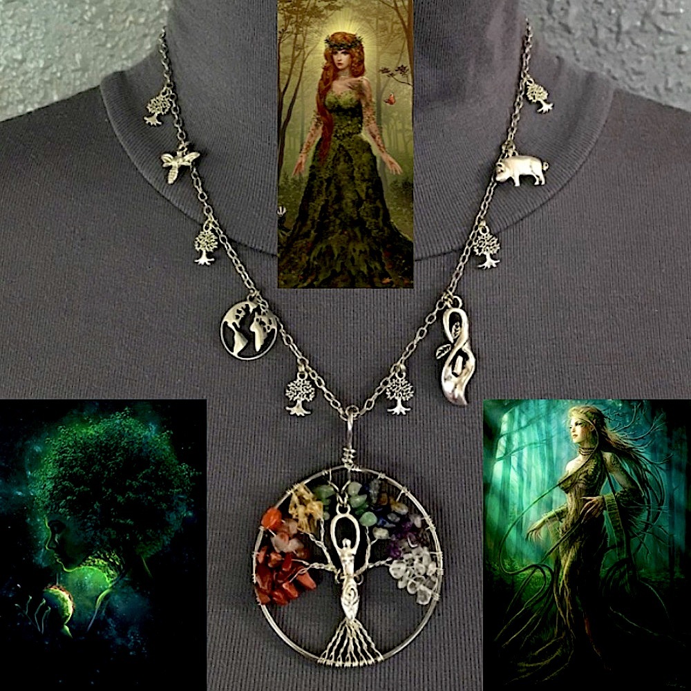 “Gaia: Mother Earth" Terra Greek Roman Goddess Handmade Mythology Necklace Trees